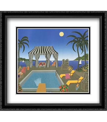 80年代　Thomas McKnight coconut grove ポスター Amazon.com: Coconut Grove 2X Matted 28x28 Large Black Ornate